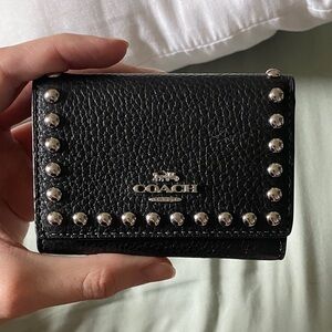 Coach Black Leather Wallet with Silver Accents